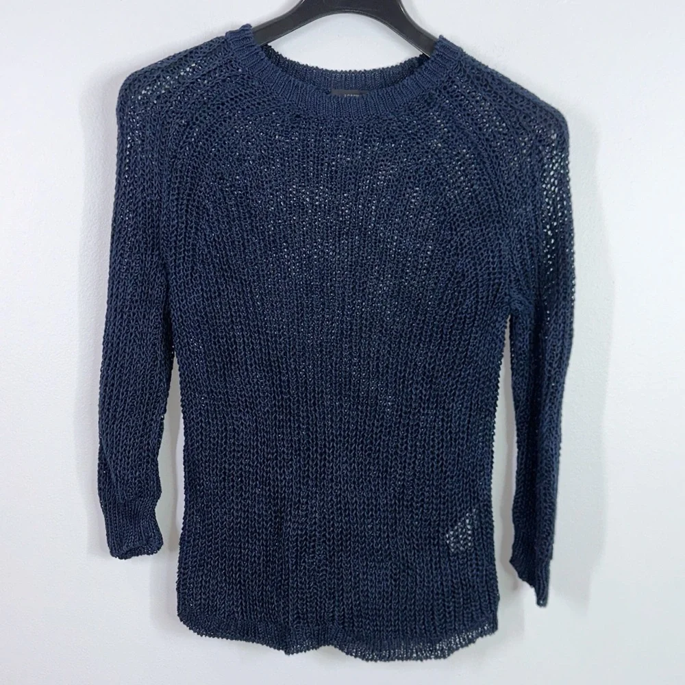 J. Crew relaxed fit 100% linen open knit sweater size XS